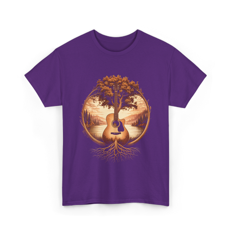 Acoustic Guitar Tree Nature Guitarist T-Shirt - Purple