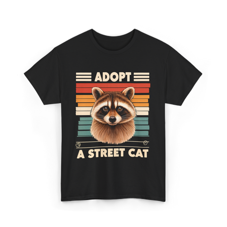 Adopt A Street Cat Raccoon T-Shirt - Black