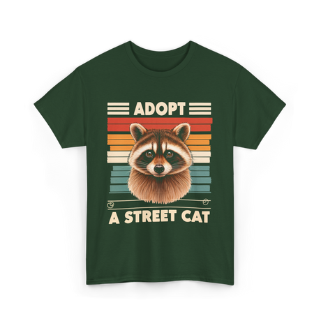 Adopt A Street Cat Raccoon T-Shirt - Forest Green