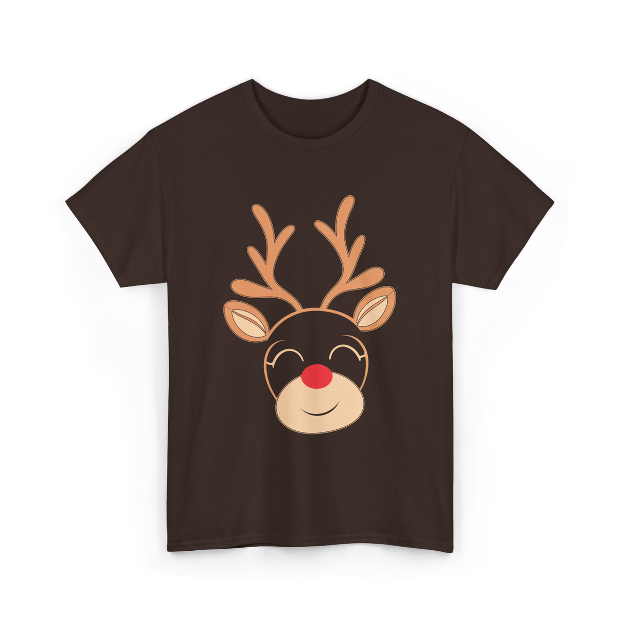 Adorable Reindeer Holiday Reindeer T-Shirt - Dark Chocolate