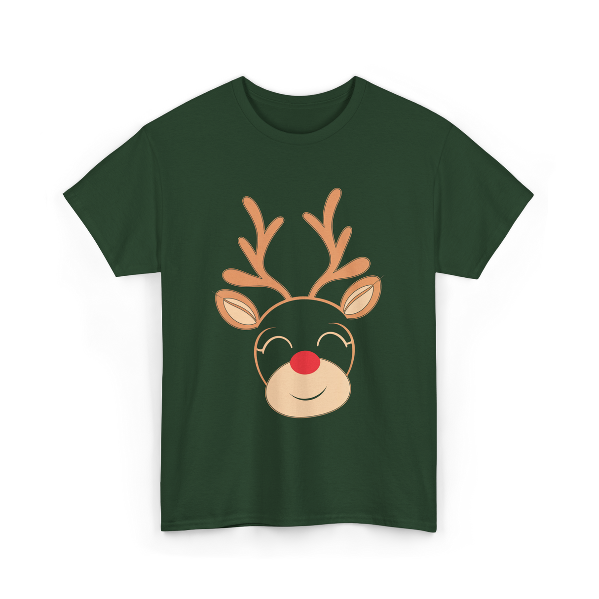 Adorable Reindeer Holiday Reindeer T-Shirt - Forest Green