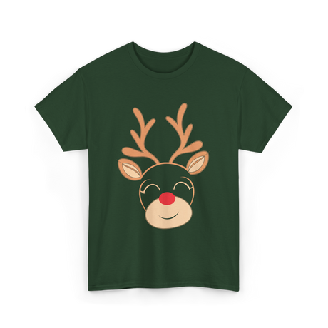 Adorable Reindeer Holiday Reindeer T-Shirt - Forest Green