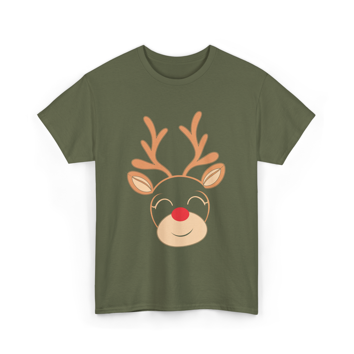 Adorable Reindeer Holiday Reindeer T-Shirt - Military Green