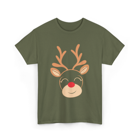 Adorable Reindeer Holiday Reindeer T-Shirt - Military Green