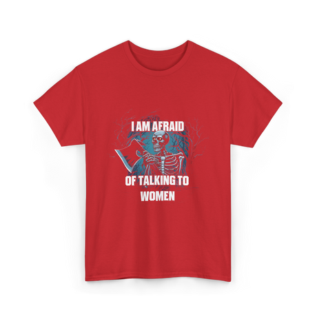 Afraid Talking Women Skeleton T-Shirt - Red