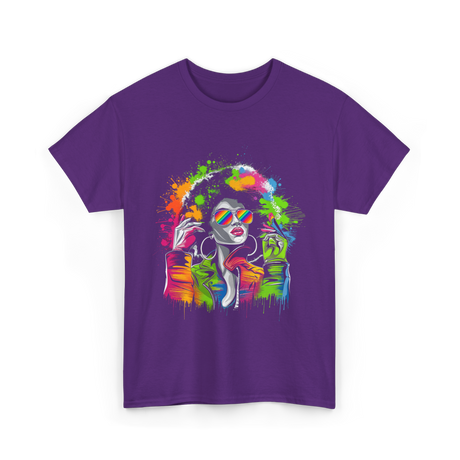 Afro Queen Colorful Art Melanin T-Shirt - Purple