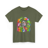 Afro Queen Colorful Art Melanin T-Shirt - Military Green