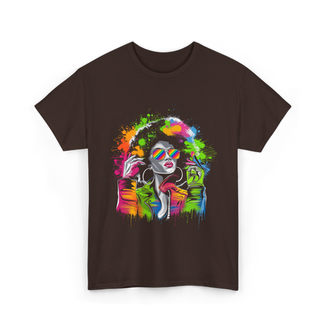 Afro Queen Colorful Art Melanin T-Shirt - Dark Chocolate