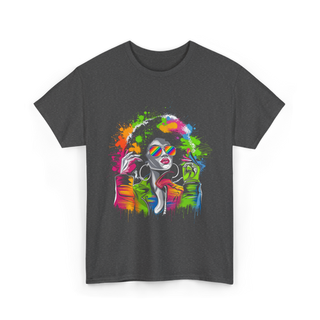 Afro Queen Colorful Art Melanin T-Shirt - Dark Heather