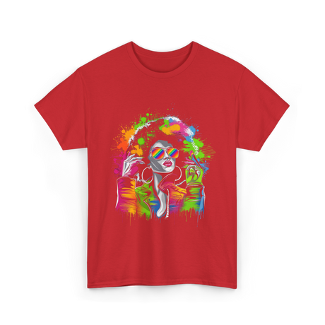 Afro Queen Colorful Art Melanin T-Shirt - Red