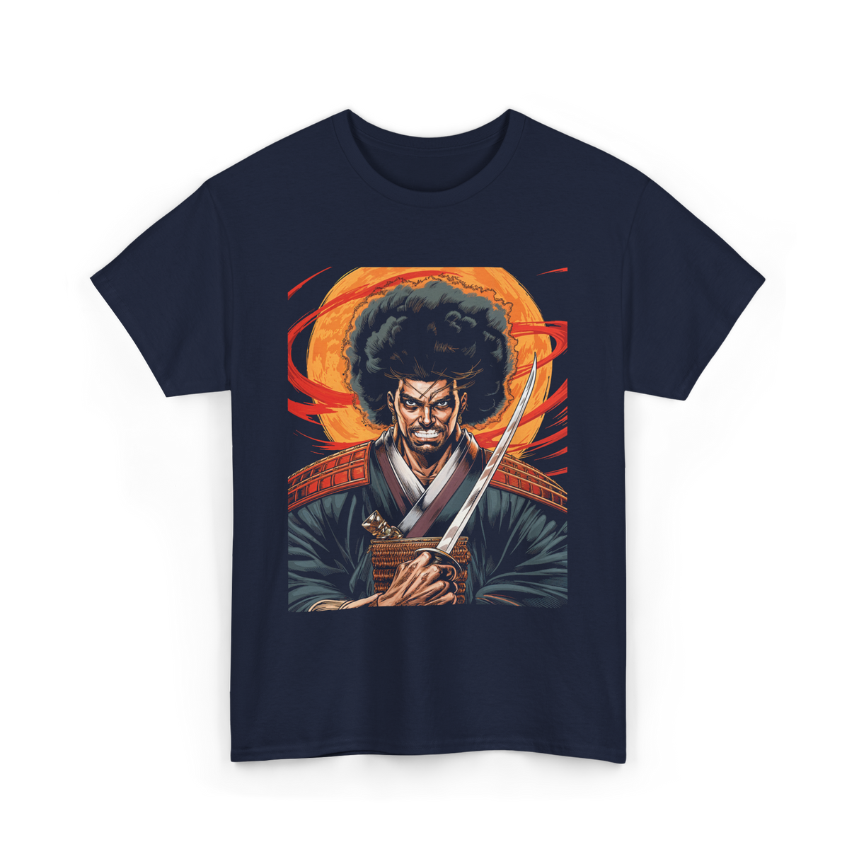 Afro Samurai Warrior Samurai T-Shirt - Navy