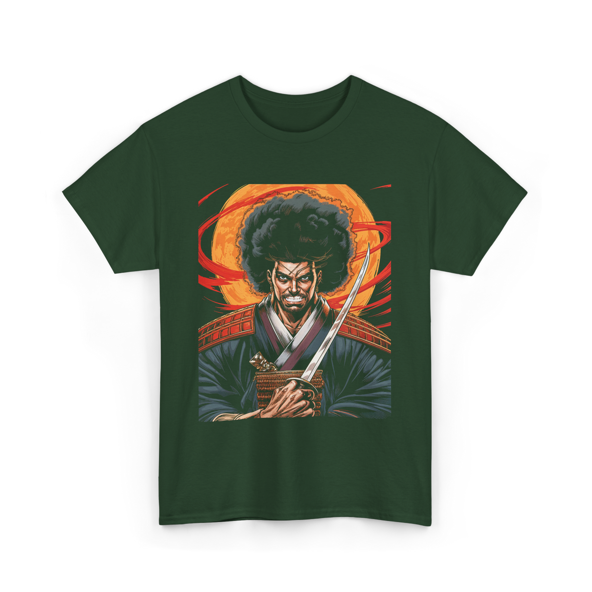 Afro Samurai Warrior Samurai T-Shirt - Forest Green