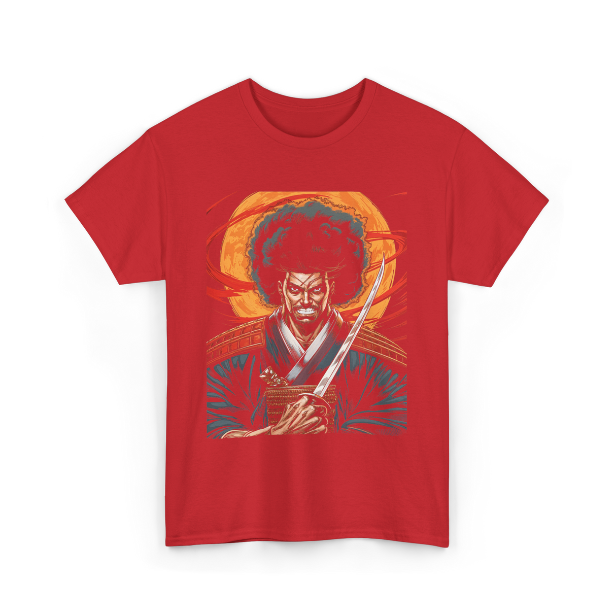 Afro Samurai Warrior Samurai T-Shirt - Red