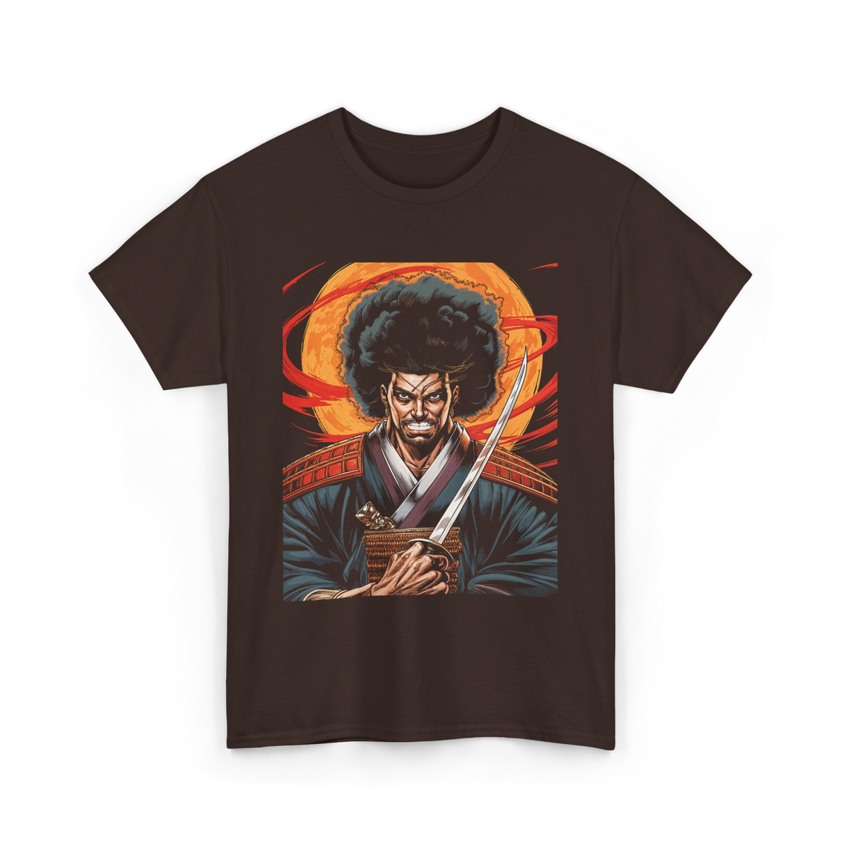 Afro Samurai Warrior Samurai T-Shirt - Dark Chocolate