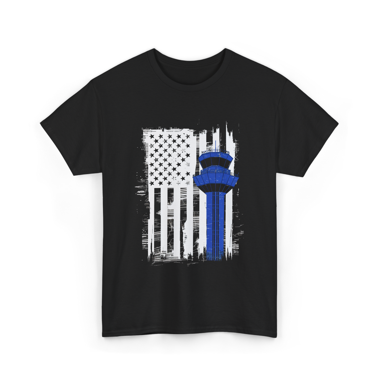 Air Traffic Control US Flag ATC T-Shirt - Black