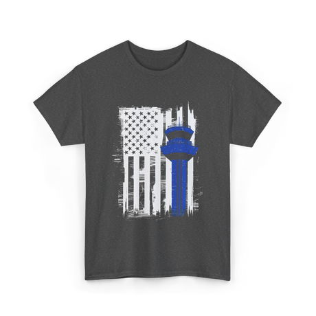 Air Traffic Control US Flag ATC T-Shirt - Dark Heather