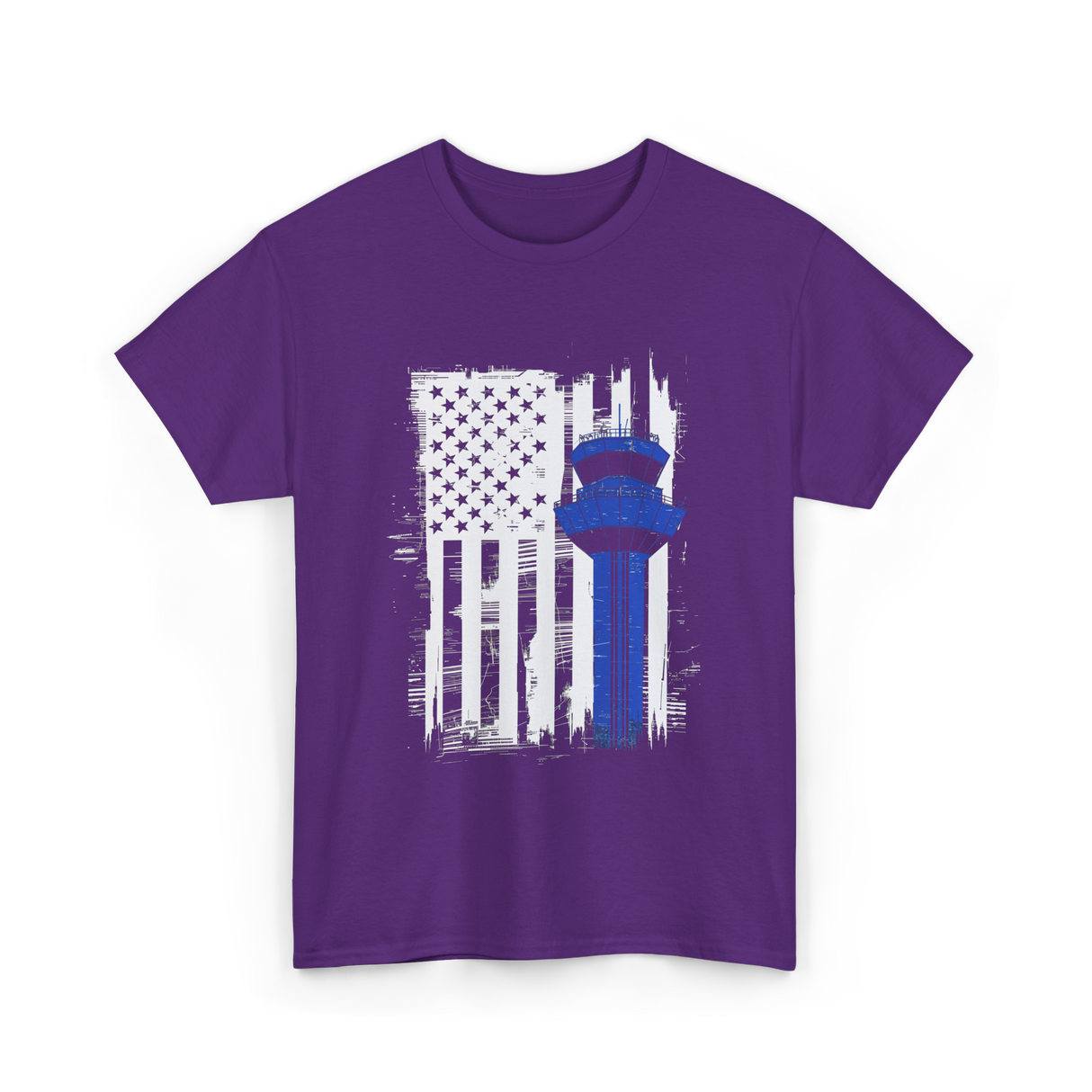 Air Traffic Control US Flag ATC T-Shirt - Purple