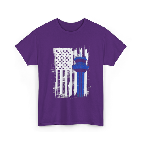 Air Traffic Control US Flag ATC T-Shirt - Purple