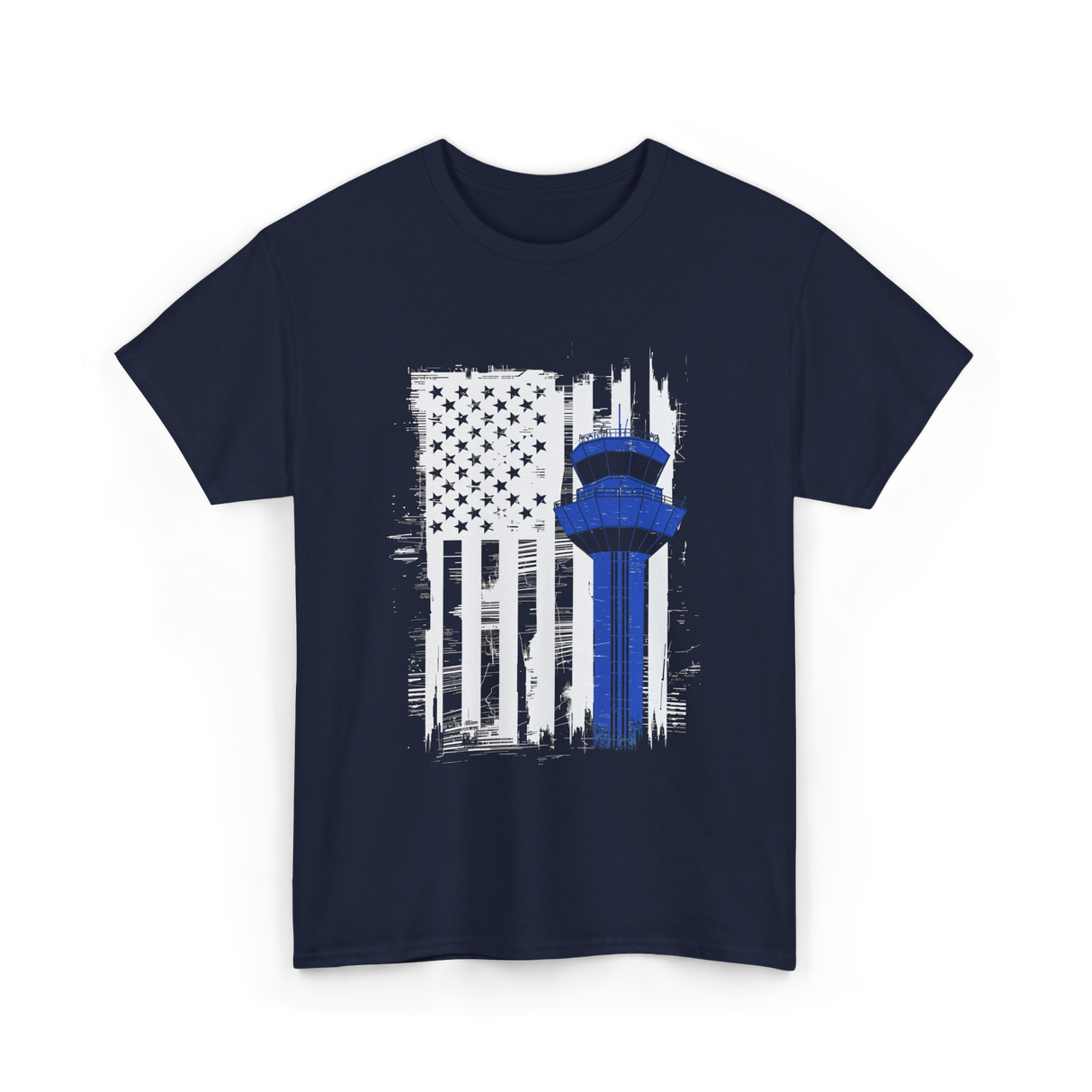 Air Traffic Control US Flag ATC T-Shirt - Navy