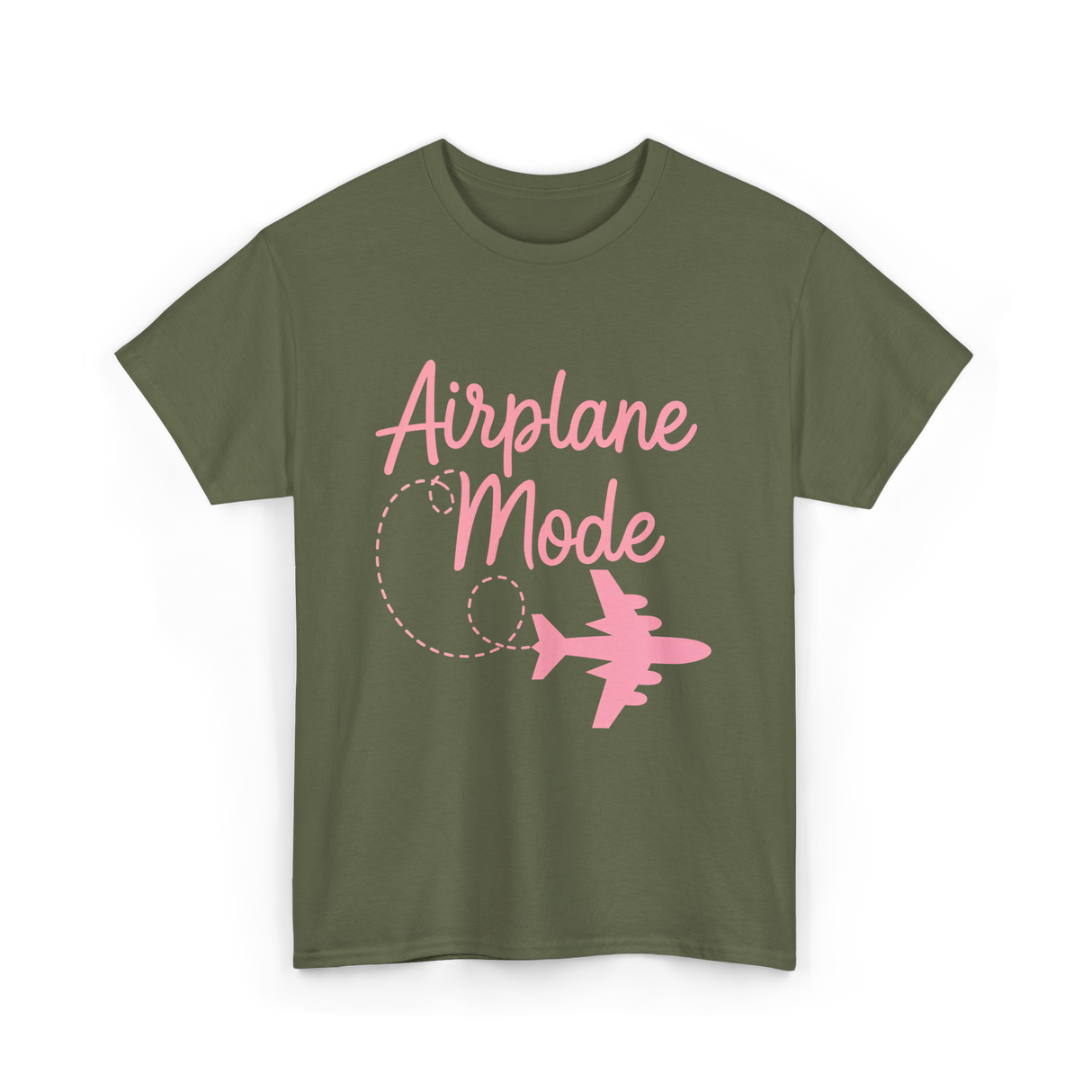 Airplane Mode Traveling Vacation T-Shirt - Military Green