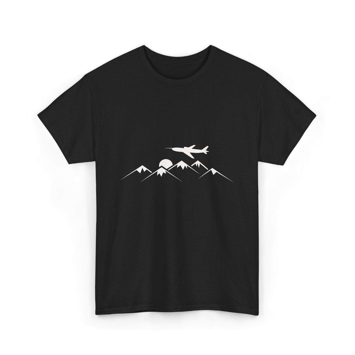 Airplane Over Mountains Pilot T-Shirt - Black