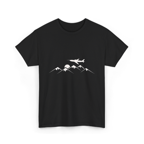 Airplane Over Mountains Pilot T-Shirt - Black