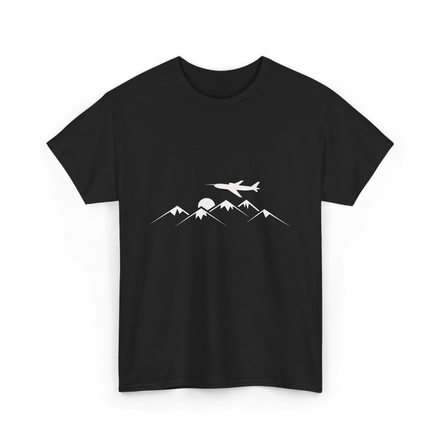 Airplane Over Mountains Pilot T-Shirt - Black