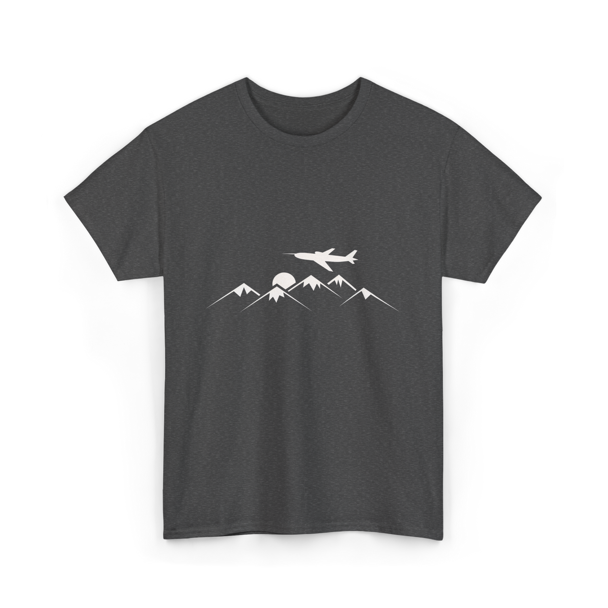 Airplane Over Mountains Pilot T-Shirt - Dark Heather