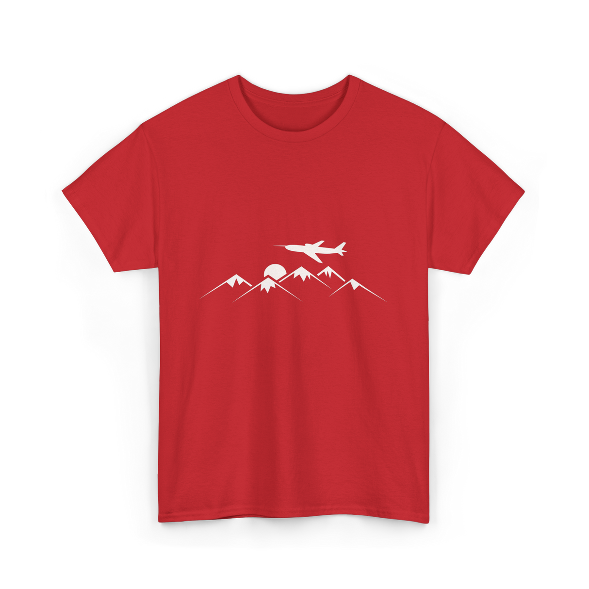 Airplane Over Mountains Pilot T-Shirt - Red