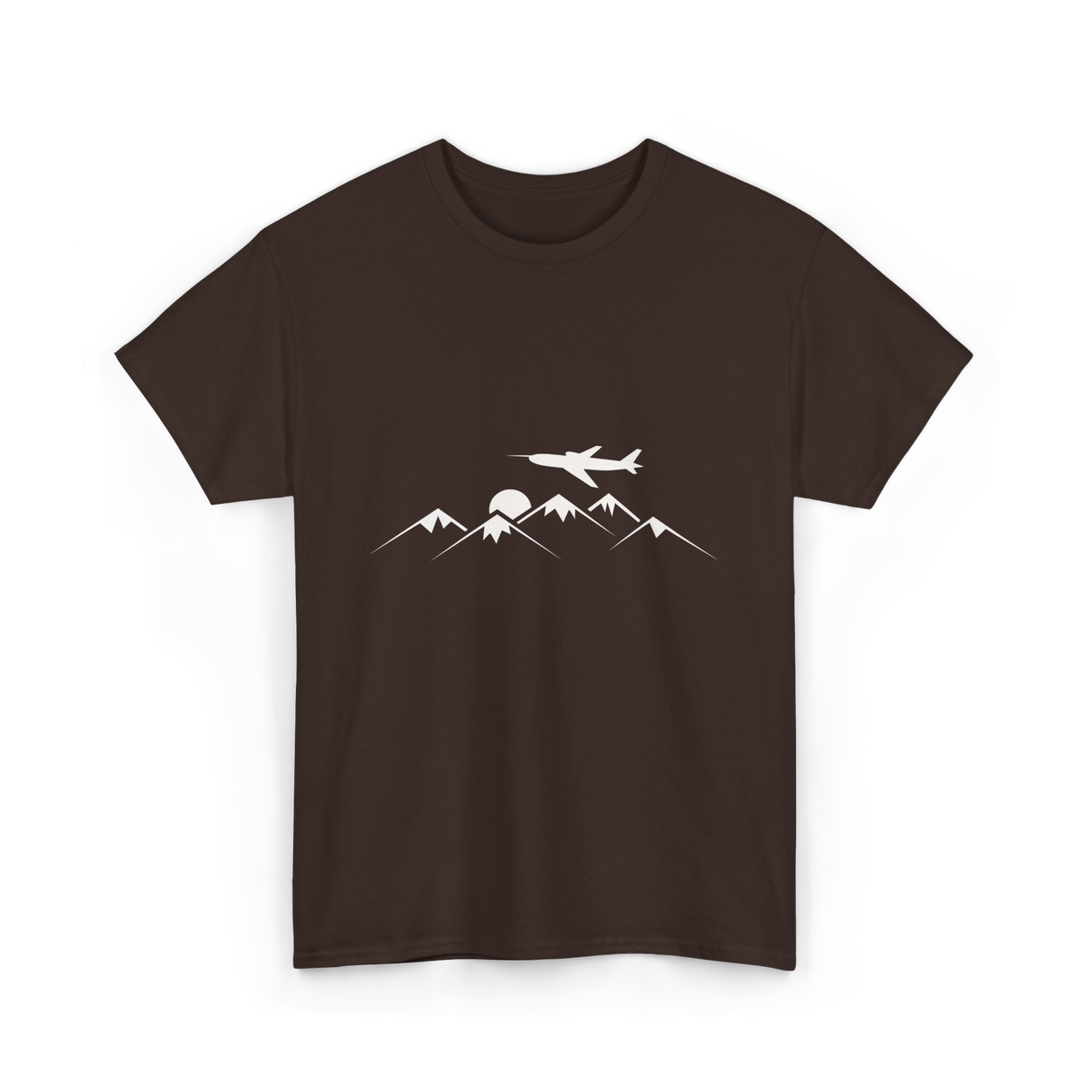 Airplane Over Mountains Pilot T-Shirt - Dark Chocolate