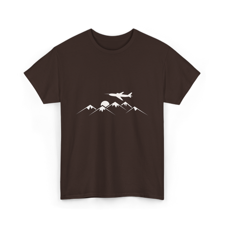 Airplane Over Mountains Pilot T-Shirt - Dark Chocolate