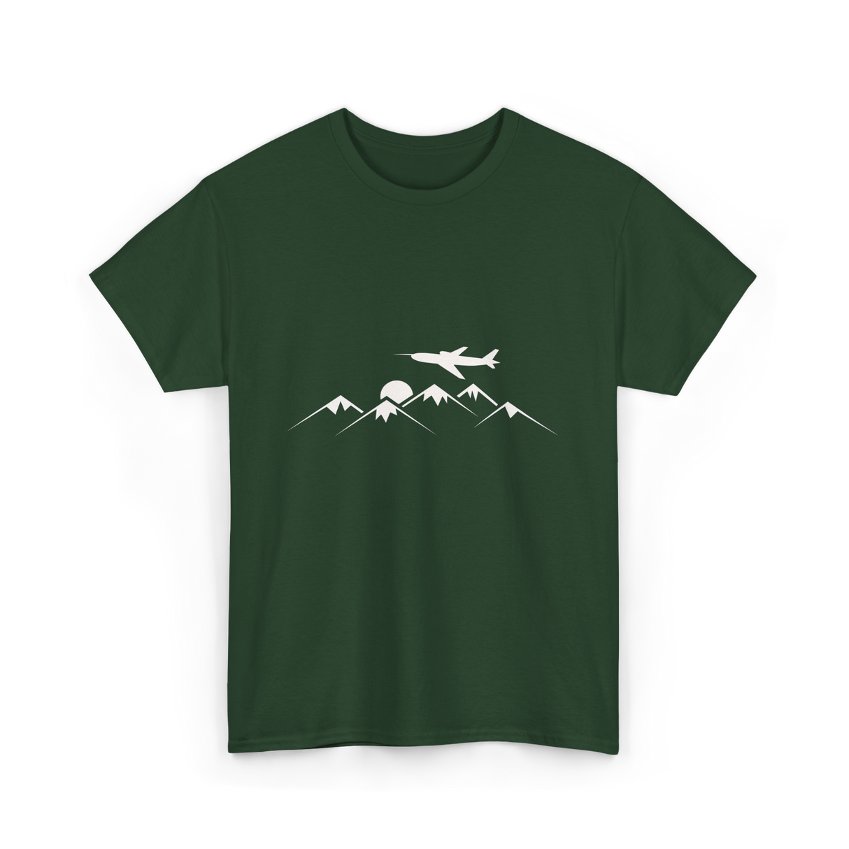 Airplane Over Mountains Pilot T-Shirt - Forest Green