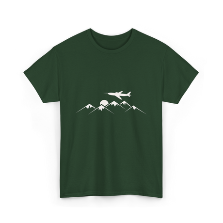 Airplane Over Mountains Pilot T-Shirt - Forest Green