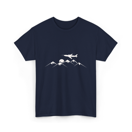 Airplane Over Mountains Pilot T-Shirt - Navy