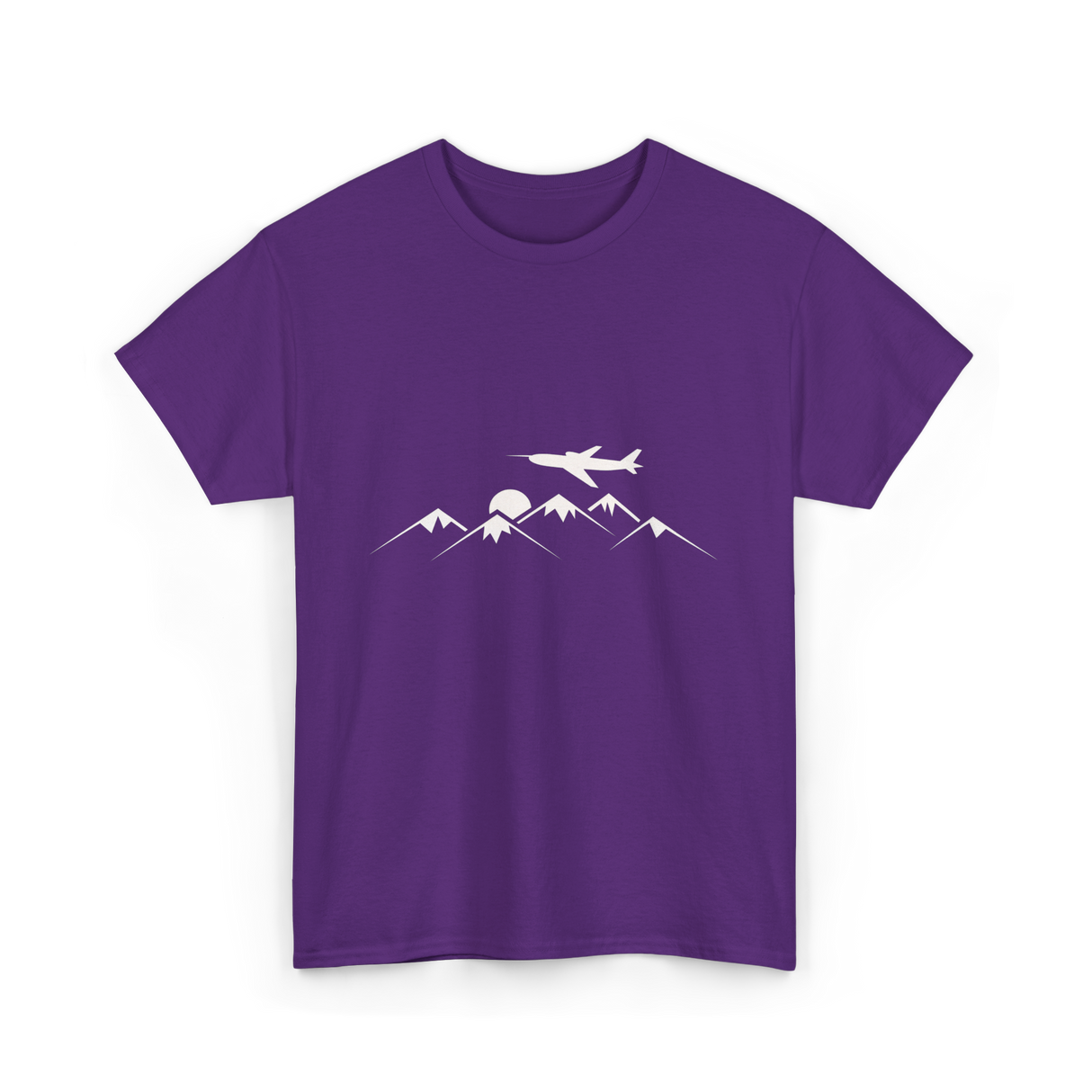 Airplane Over Mountains Pilot T-Shirt - Purple