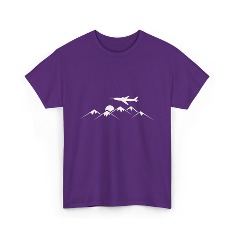 Airplane Over Mountains Pilot T-Shirt - Purple