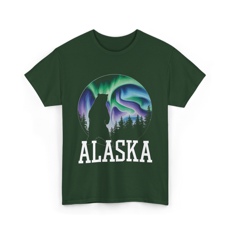 Alaska Aurora Bear Nature T-Shirt - Forest Green