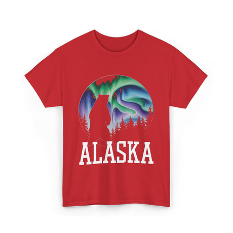 Alaska Aurora Bear Nature T-Shirt - Red