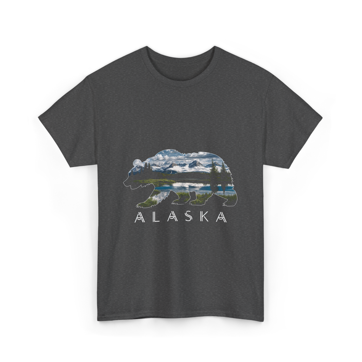 Alaska Bear Nature Landscape T-Shirt - Dark Heather