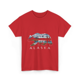 Alaska Bear Nature Landscape T-Shirt - Red