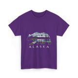 Alaska Bear Nature Landscape T-Shirt - Purple