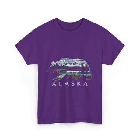 Alaska Bear Nature Landscape T-Shirt - Purple