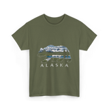 Alaska Bear Nature Landscape T-Shirt - Military Green