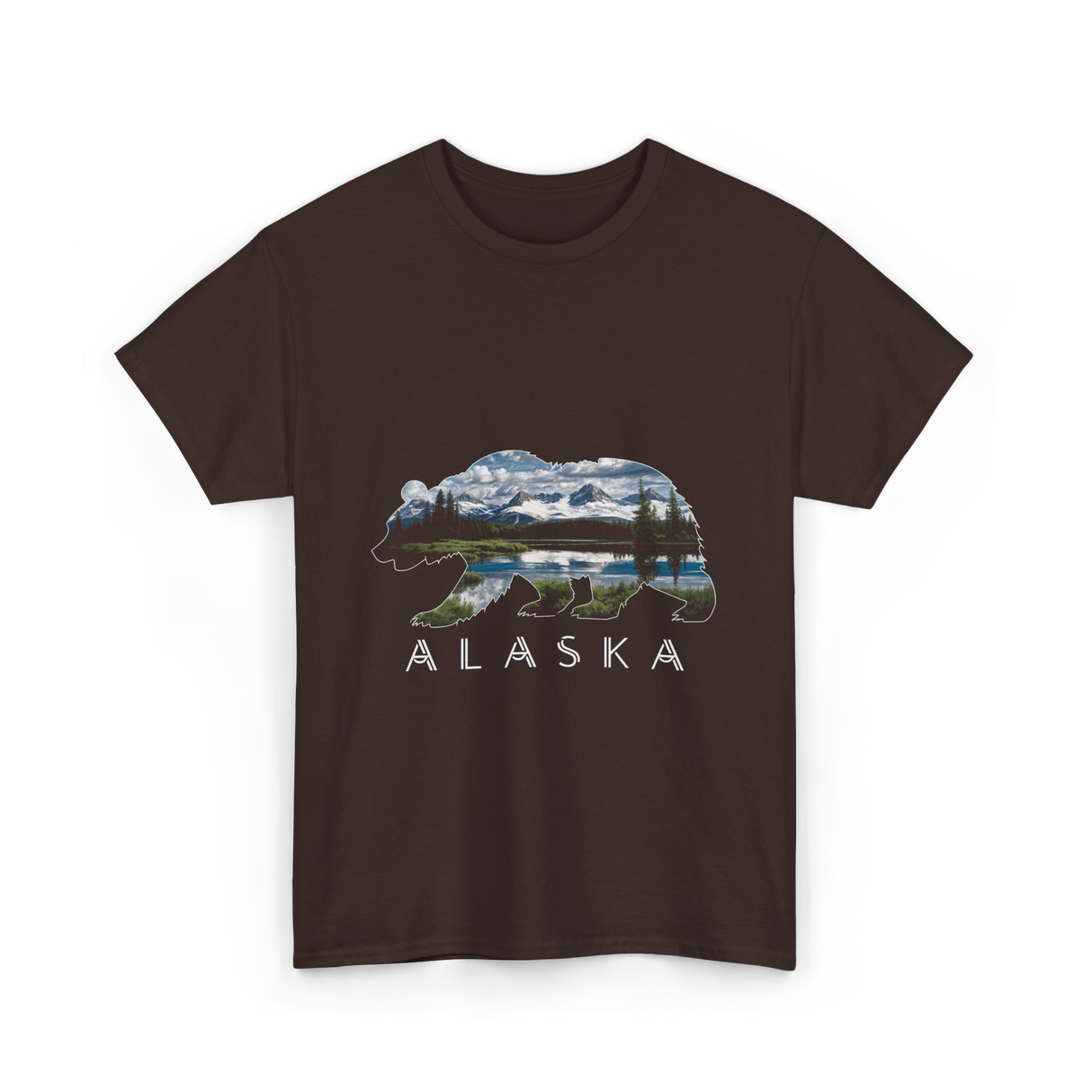 Alaska Bear Nature Landscape T-Shirt - Dark Chocolate