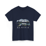 Alaska Bear Nature Landscape T-Shirt - Navy