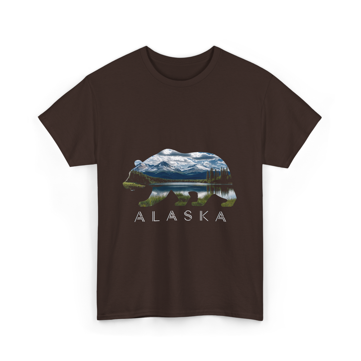 Alaska Bear Nature Landscape T-Shirt - Dark Chocolate