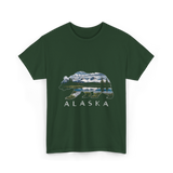 Alaska Bear Nature Landscape T-Shirt - Forest Green