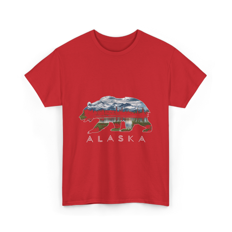 Alaska Bear Scenic Nature T-Shirt - Red