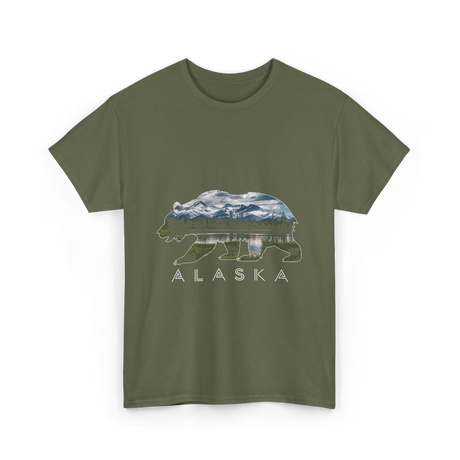 Alaska Bear Scenic Nature T-Shirt - Military Green