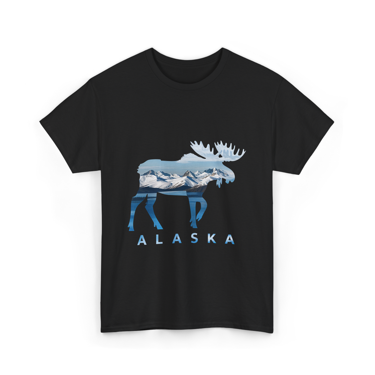 Alaska Moose Landscape Alaska T-Shirt - Black